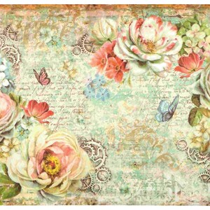 Reispapier für Decoupage A3 | Sticky Mulberry Papier für Decoupage 42 cm X 30 cm | Blumenmuster für die Decoupage PR 2456