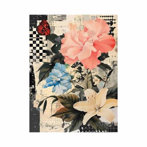 Reispapier für Decoupage – Große Größen verfügbar | Maulbeerpapier für Decoupage | Blumenmuster für Decoupage