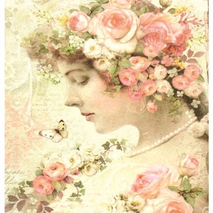 Reispapier für Decoupage A3 | Sticky Reispapier Frau 16.53''X11.69'' Washi & Reispapier Frau Muster für Decoupage PR 2477