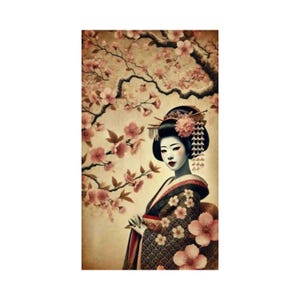 Rijstpapier voor decoupage | Grote maatopties | Japans geisha patroon | Decoupage voor meubels | Vrouwenpatroon | Washi papier
