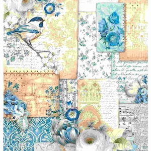 Reispapier Decoupage A3 | Klebriges Maulbeerpapier für Decoupage 16,53''X11,69'' | Blumenmuster für Decoupage PR 2655