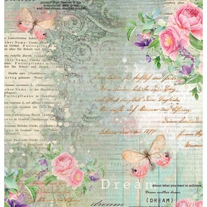 Reispapier Decoupage A3 | Klebriges Maulbeerpapier für Decoupage 16,53''X11,69'' | Blumenmuster für Decoupage PR 2623