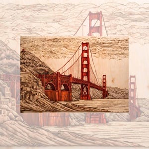 Decoupage Papier für Möbel Große Größenoptionen | Reispapier für Decoupage | Brennholz Muster für Decoupage Golden Gate Ansicht Muster WB21