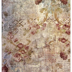 Reispapier Decoupage A3 | Klebriges Maulbeerpapier für Decoupage 16,53''X11,69'' | Blumenmuster für Decoupage PR 2643