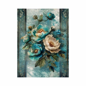 Rijstpapier voor decoupage grote formaten | Moerbeipapier voor decoupage | Bloemenpatroon voor decoupage
