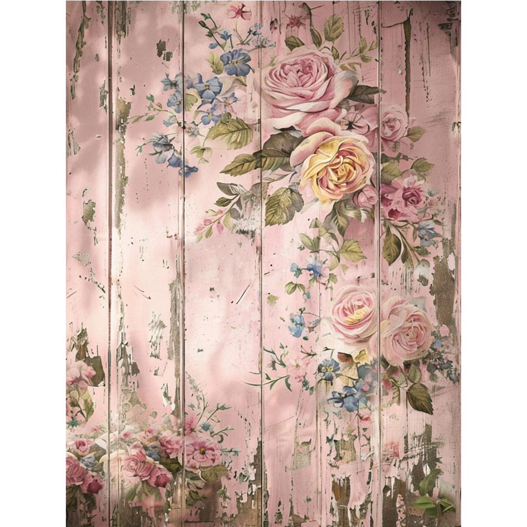 Pink Rice Paper Rice Paper Decoupage | Big Size Options | Vintage Pink Rose | Upcycle ...