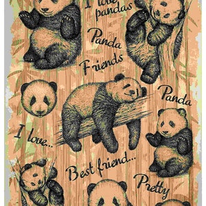 Decoupagepapier voor meubels | Rijstpapier voor decoupage A3-formaat | Kleverig papier voor decoupage | Papieren pandapatroon voor decoupage PK2595