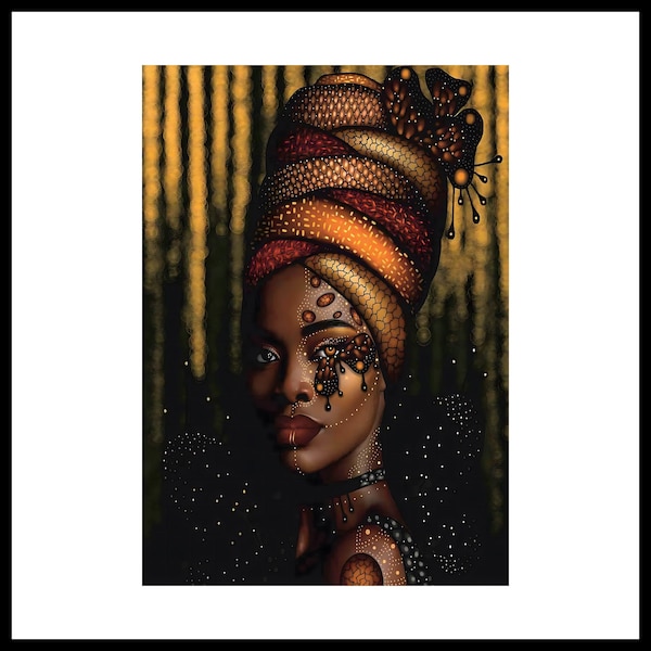 Rice Paper for Decoupage | Big Size Options | Afro Woman Art | Self Adhesive Mulberry Sheets