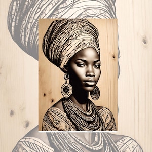 Decoupagepapier voor meubels: groot formaat opties | Rijstpapier voor decoupage | Houtgestookt patroon voor decoupage | Afro-vrouwpatroon | WB02