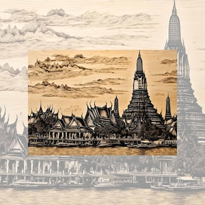 Decoupage Papier für Möbel Große Größenoptionen | Reispapier für Decoupage | Brennholz Muster für Decoupage Bangkok Ansicht Muster WB23