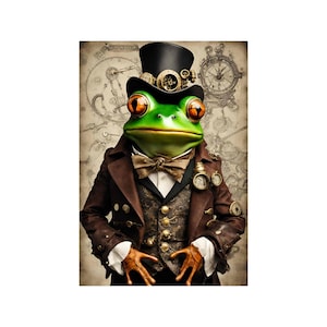 Reispapier für Decoupage Große Format Optionen | Steampunk-Stil Frosch-Muster | Washi & Rice Papier Tier-Muster für Decoupage YPFR05