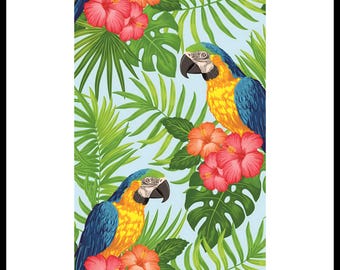 Rice Paper for Decoupage | Big Size Options | Tropical Parrot Design | Self-Adhesive  Washi Sheet
