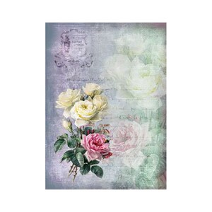 Carta di riso per decoupage / Carta di gelso per decoupage 15,15''X11,02'' / Carta di riso appiccicosa per decoupage Motivo floreale PR 8025