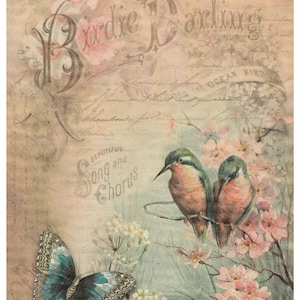 Decoupagepapier voor meubels | Rijstpapier voor decoupage, groot formaat opties | Kleefpapier voor decoupage | Papieren vogelspatroon voor decoupage