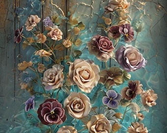Floral Rice Decoupage Paper: Large Sheet for Crafting & Decor