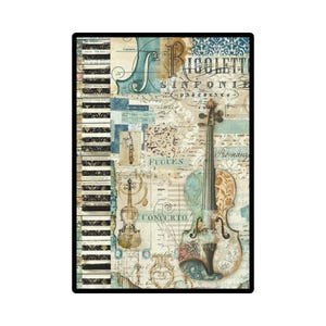 Interlining Decoupage Transfer | Musical Self-Adhesive Fabric Sheet for Furniture Makeover | Transparent Decor