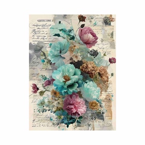 Papier de riz pour le découpage - Grandes tailles disponibles | Papier de mûrier pour le découpage | Motif floral pour le découpage