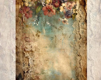 Rice Decoupage Paper | Big Size Options | Floral and Lace Pattern | Mulberry & Washi Sheet