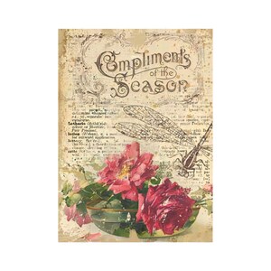 Floral Rice Paper for Decoupage: Vintage Style (15.15''X11.02'')