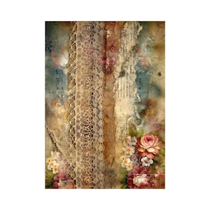 Papier de découpage de riz | Options de grande taille, papier de riz collant de haute qualité, parfait pour le bricolage et la décoration intérieure, motif floral VINFON4