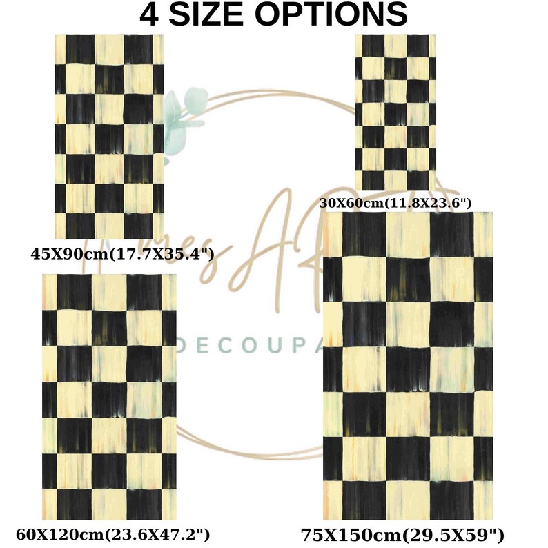 Self-Adhesive Rice Paper for Decoupage | Big Size options | Plaid Pattern | Sticky Washi Mulberry image 3