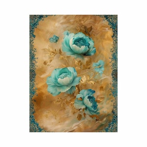 Reispapier für Decoupage – Große Größen verfügbar | Maulbeerpapier für Decoupage | Blumenmuster für Decoupage