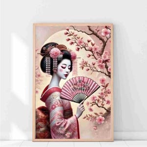 Rice Paper for Decoupage | Japanese Geisha | Cherry Blossoms, Woman Pattern | Big Size Options image 5