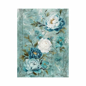 Reispapier für Decoupage – Große Größen verfügbar | Maulbeerpapier für Decoupage | Blumenmuster für Decoupage