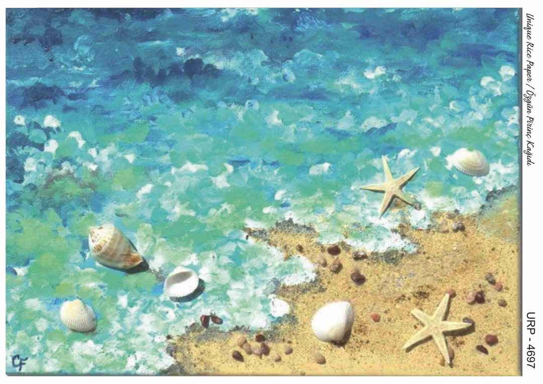 Marine Rice Paper for Decoupage: Sticky Washi Mulberry, Beach Theme ...