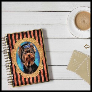 Self-Adhesive Rice Paper Decoupage | A3 Size Yorkshire Terrier Dog Portrait | Striped Background image 5