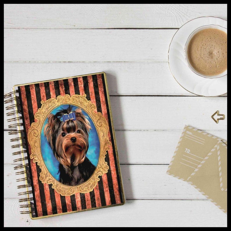 Self-Adhesive Rice Paper Decoupage | A3 Size Yorkshire Terrier Dog Portrait | Striped Background image 5