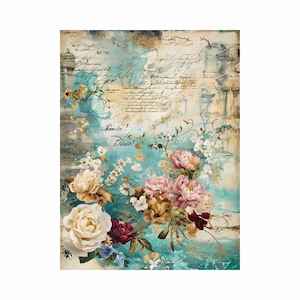 Reispapier für Decoupage – Große Größen verfügbar | Maulbeerpapier für Decoupage | Blumenmuster für Decoupage