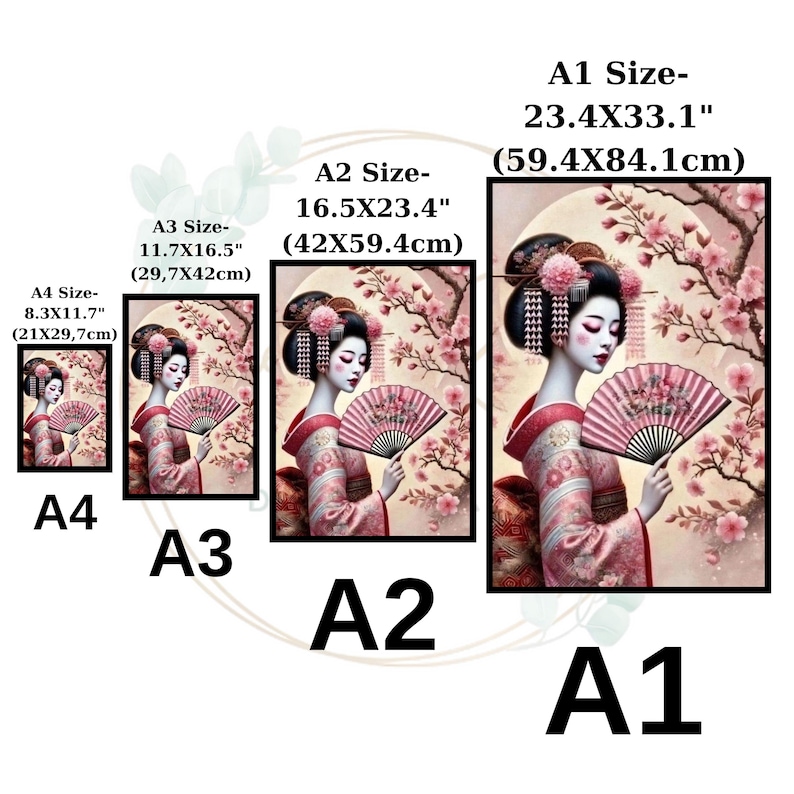 Rice Paper for Decoupage | Japanese Geisha | Cherry Blossoms, Woman Pattern | Big Size Options image 2
