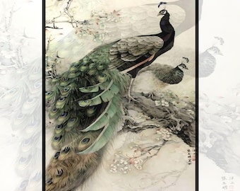 Rice Paper for Decoupage | Big Size Options | Peacock Pattern | Furniture Makeover Mulberry Washi Sheet |