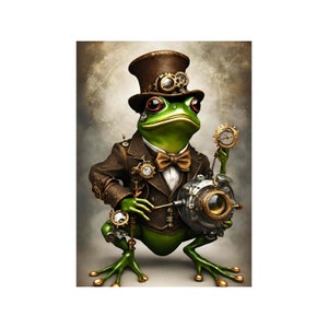 Reispapier für Decoupage Große Format Optionen | Steampunk-Stil Frosch-Muster | Washi & Rice Papier Tiermuster für Decoupage YPFR02