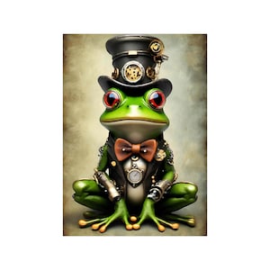 Reispapier für Decoupage Große Format Optionen | Steampunk-Stil Frosch-Muster | Washi & Rice Papier Tier-Muster für Decoupage YPFR01