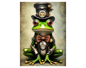 Steampunk Frog Rice Paper for Decoupage: Animal Pattern YPFR01