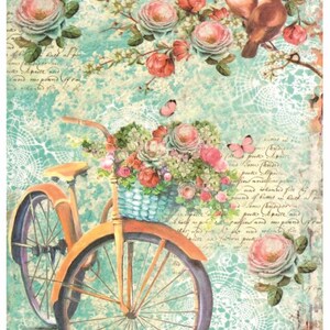 Reispapier Decoupage A3 | Klebriges Maulbeerpapier für Decoupage 16,53''X11,69'' | Blumenmuster für Decoupage PR 2471