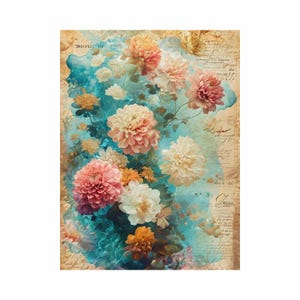 Rijstpapier voor decoupage grote formaten | Moerbeipapier voor decoupage | Bloemenpatroon voor decoupage