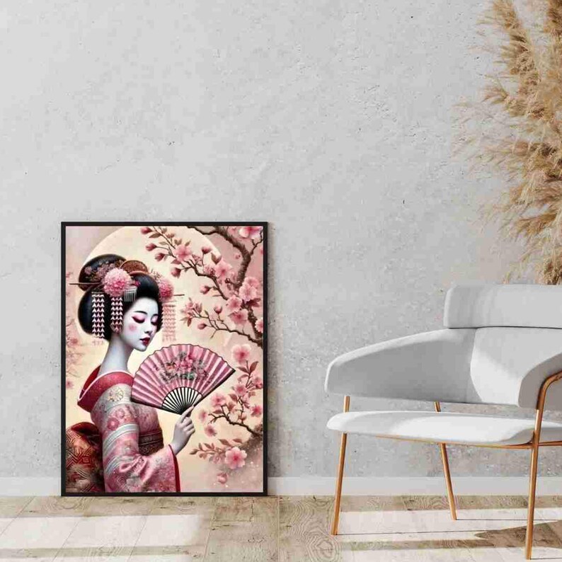 Rice Paper for Decoupage | Japanese Geisha | Cherry Blossoms, Woman Pattern | Big Size Options image 7