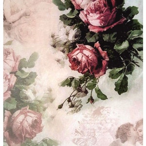 Reispapier Decoupage A3 | Klebriges Maulbeerpapier für Decoupage 16,53''X11,69'' | Blumenmuster für Decoupage PR 2603