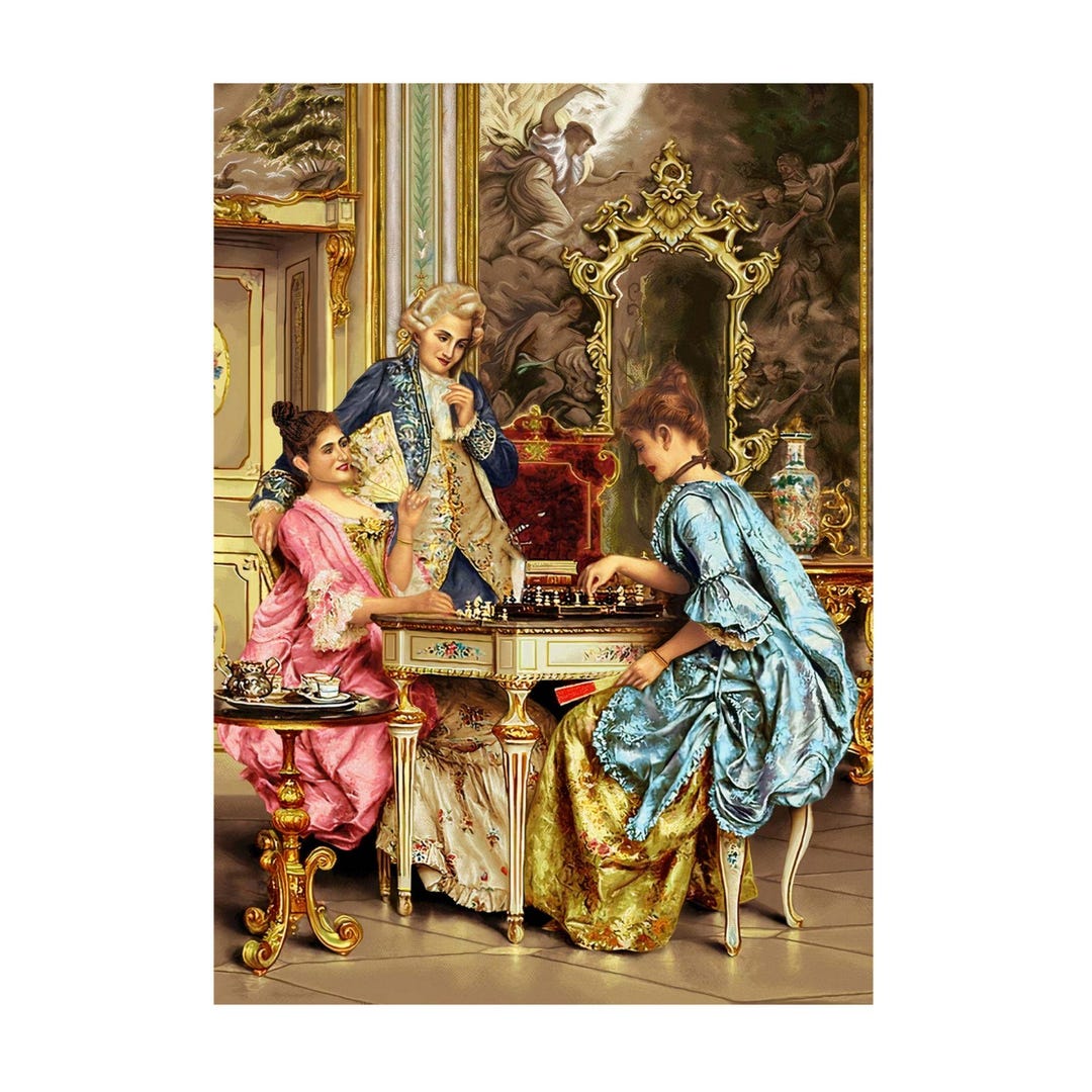 Self-adhesive Rice Paper Decoupage | A3 Size | Rococo Chess Game ...