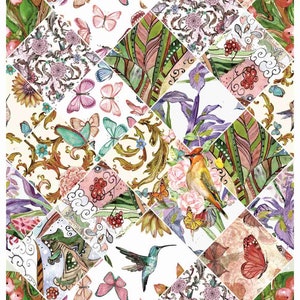 Reispapier Decoupage A3 | Klebriges Maulbeerpapier für Decoupage 16,53''X11,69'' | Blumenmuster für Decoupage PR 2128