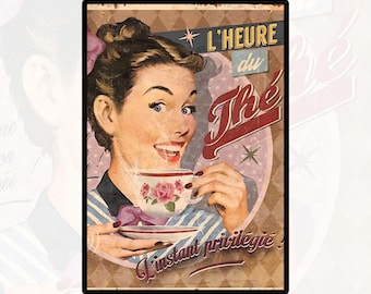 Rice Paper for Decoupage | Big Size Options | Pop Art Poster | Woman Tea Cup Pattern