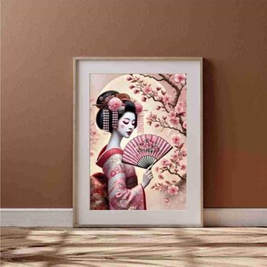Rice Paper for Decoupage | Japanese Geisha | Cherry Blossoms, Woman Pattern | Big Size Options image 9