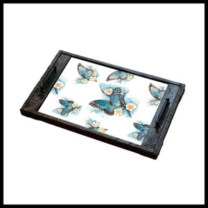 Rice Paper Decoupage | Big Size Options | Blue Watercolor Butterflies Pattern | Self-Adhesive Mulberry Sheet 画像 5