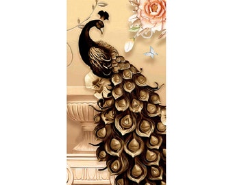 Self-Adhesive Rice Paper Decoupage | Big Size Options | Peacock Sepia Brown Classical Urn Flower