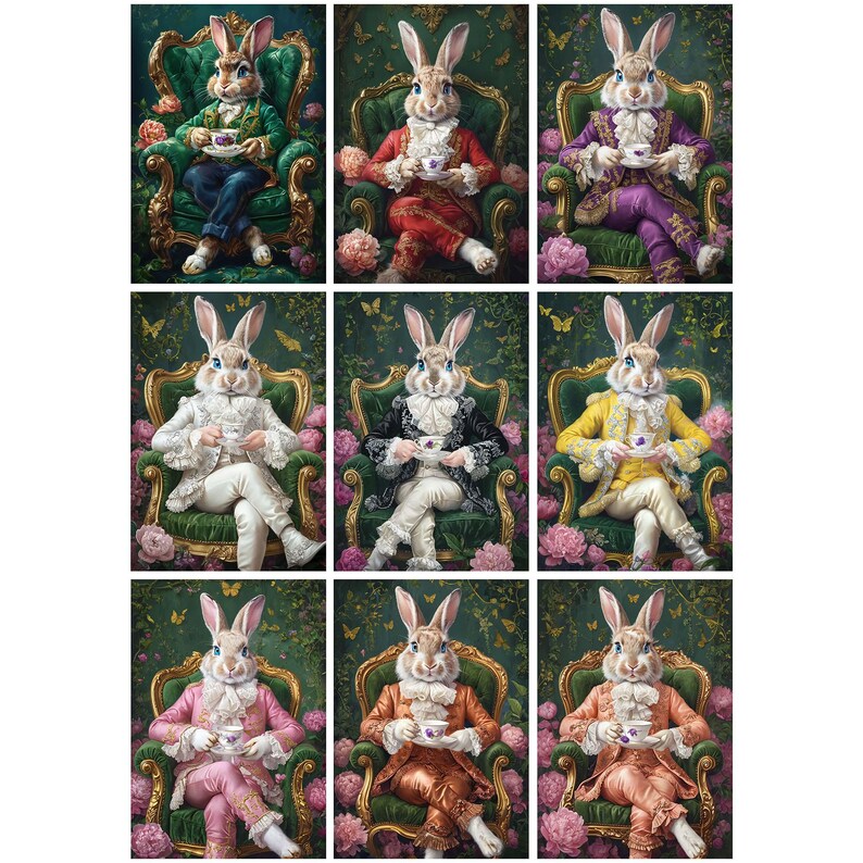 Alice in Wonderland Decoupage Paper | Tea Party Rabbit | 9 Different ...