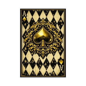 Rispapper Decoupage | Stora storlekar | Spader Ess Kort Barock Ornament Harlekinmönster