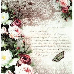 Reispapier Decoupage A3 | Klebriges Maulbeerpapier für Decoupage 16,53''X11,69'' | Blumenmuster für Decoupage PR 2480